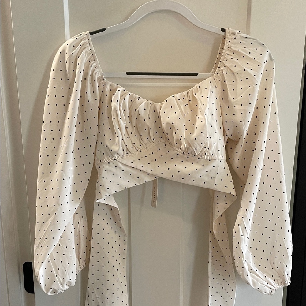 Cropped Cream Polka Dot Women's Top